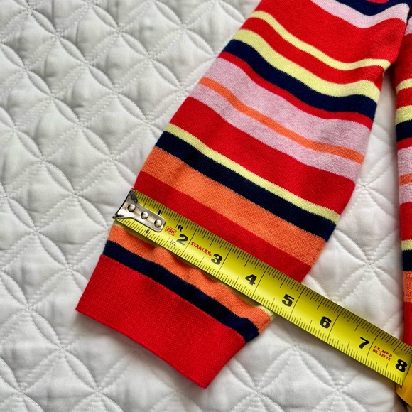 Lands' End 100% Supima Cotton Striped Crewneck 3/4 Sleeve Sweater Red Size MP - Picture 4 of 13